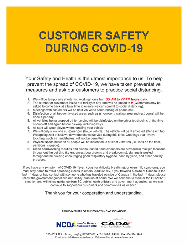 NCDA COVID-19 Dealer Member Poster